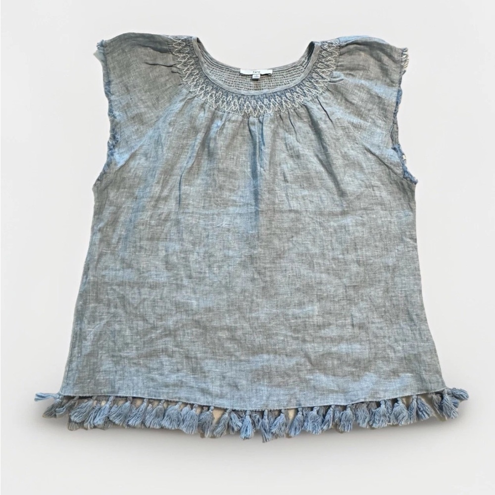 Fate 100% Linen Blue Chambray Style Blouse Women’s Sz Small Top